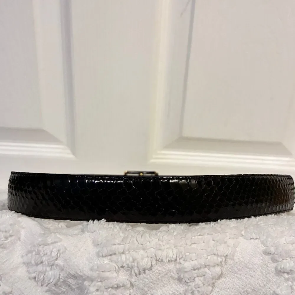 Women’s Christian Dior Black Snakeskin Belt Size Small